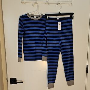 NWT Gap Kids Blue Striped Kids Pajamas Sz 8